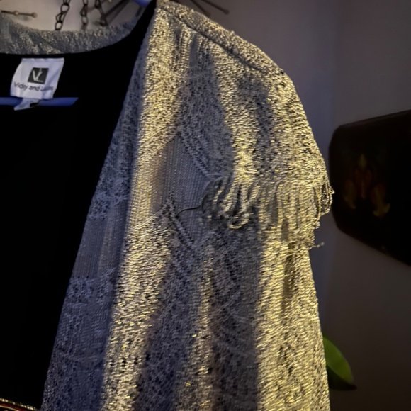 Damianou Vtg Cover Elegant Fringed Metallic Med - Picture 5 of 9